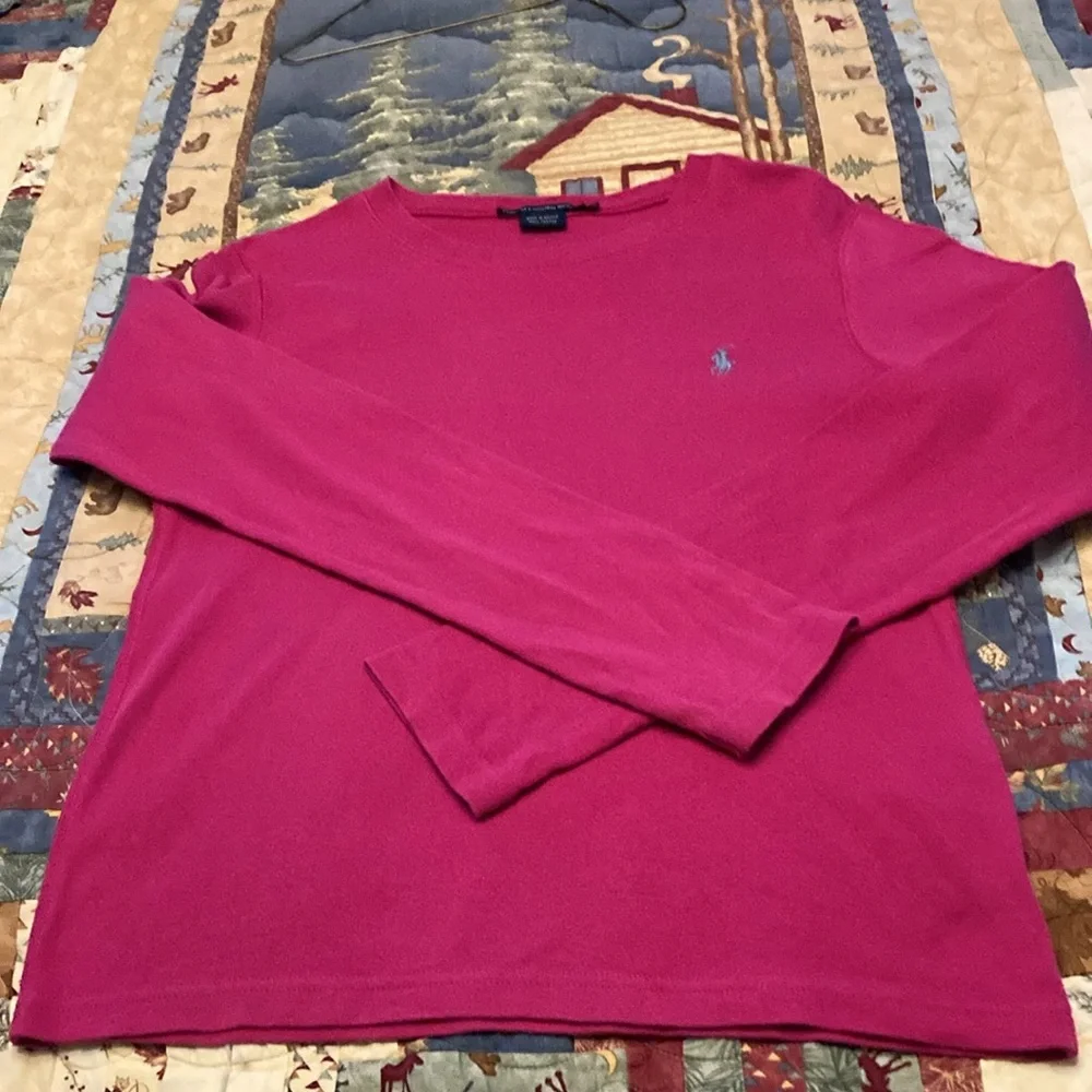 Ralph Lauren Sport long sleeve casual crew shirt large dark pink blue label - Picture 9 of 10